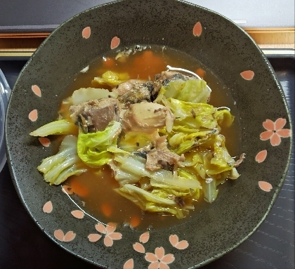 簡単！(^^)サバ缶と春キャベツのめんつゆ煮♪