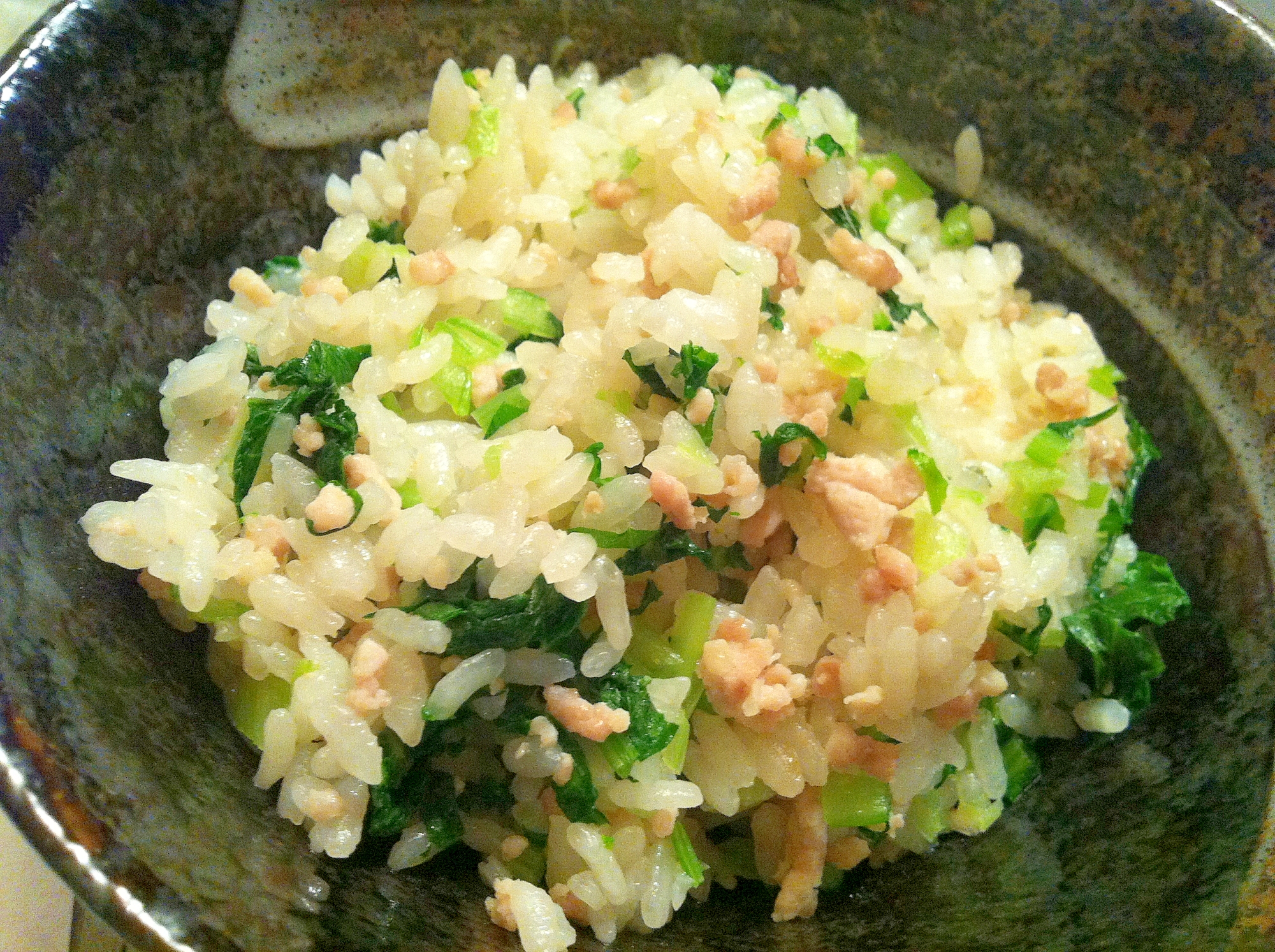 炊飯器で簡単！！☆鶏ひき肉と青菜の炊き込みご飯☆