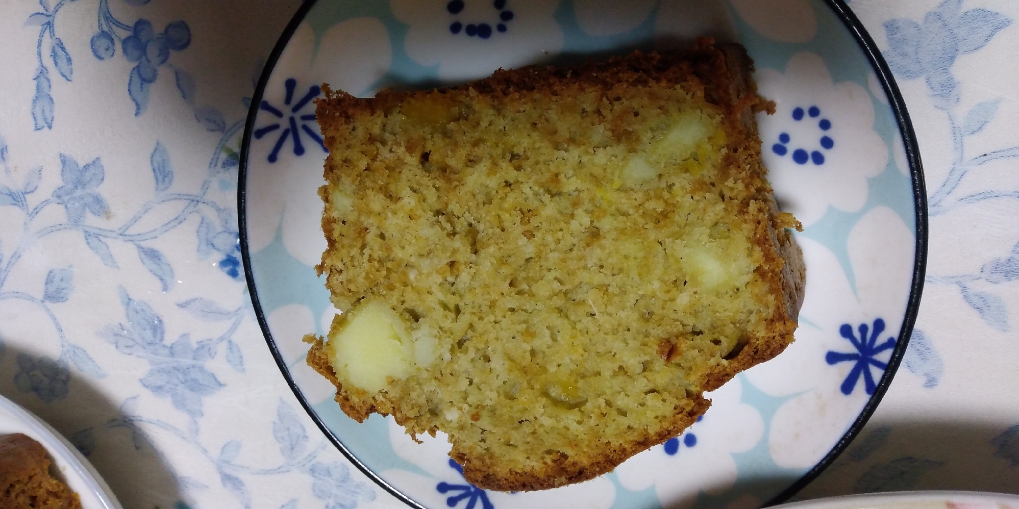 さつまいも&かぼちゃの、抹茶味のパウンドケーキ