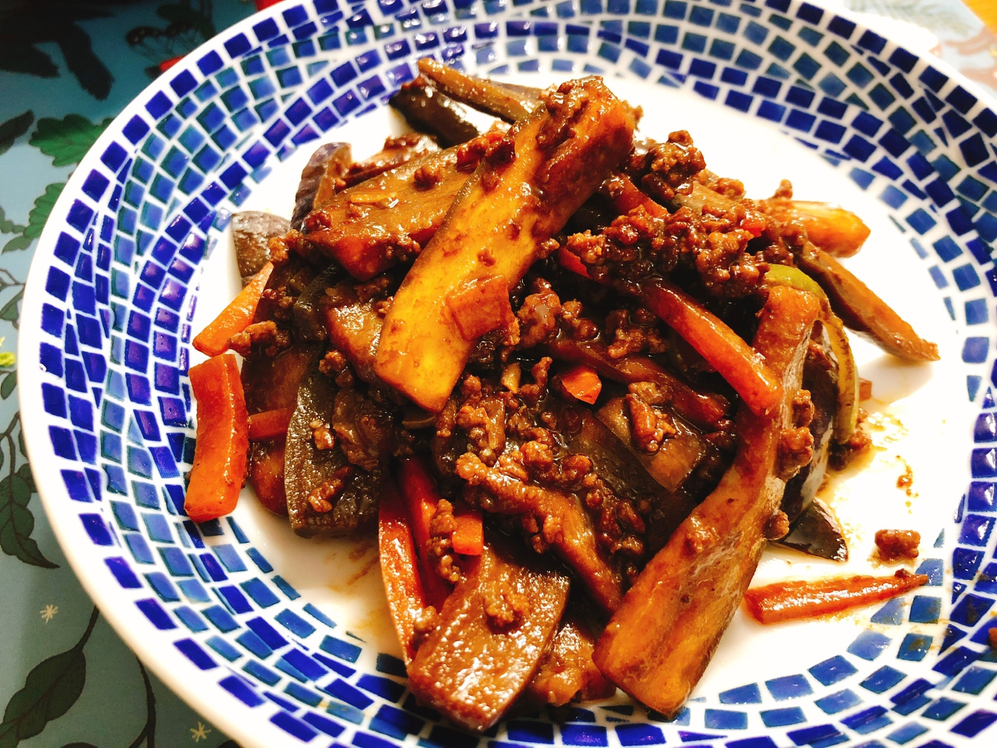 茄子とひき肉の甜麺醤炒め