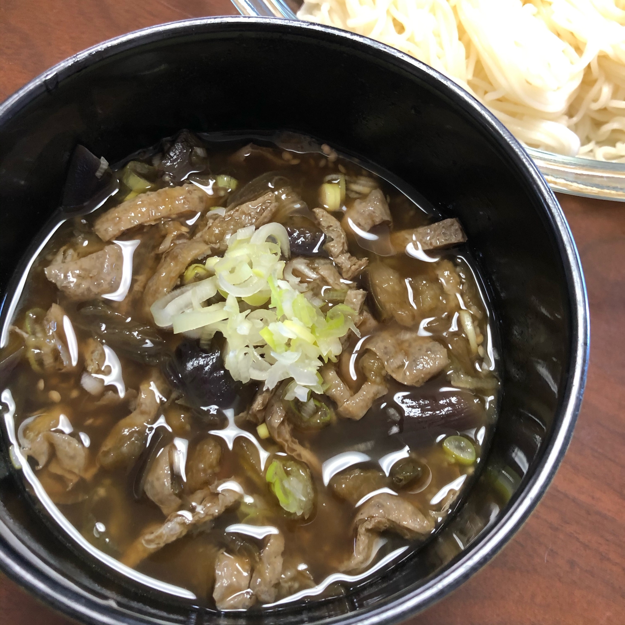 なすと油揚げのそうめん