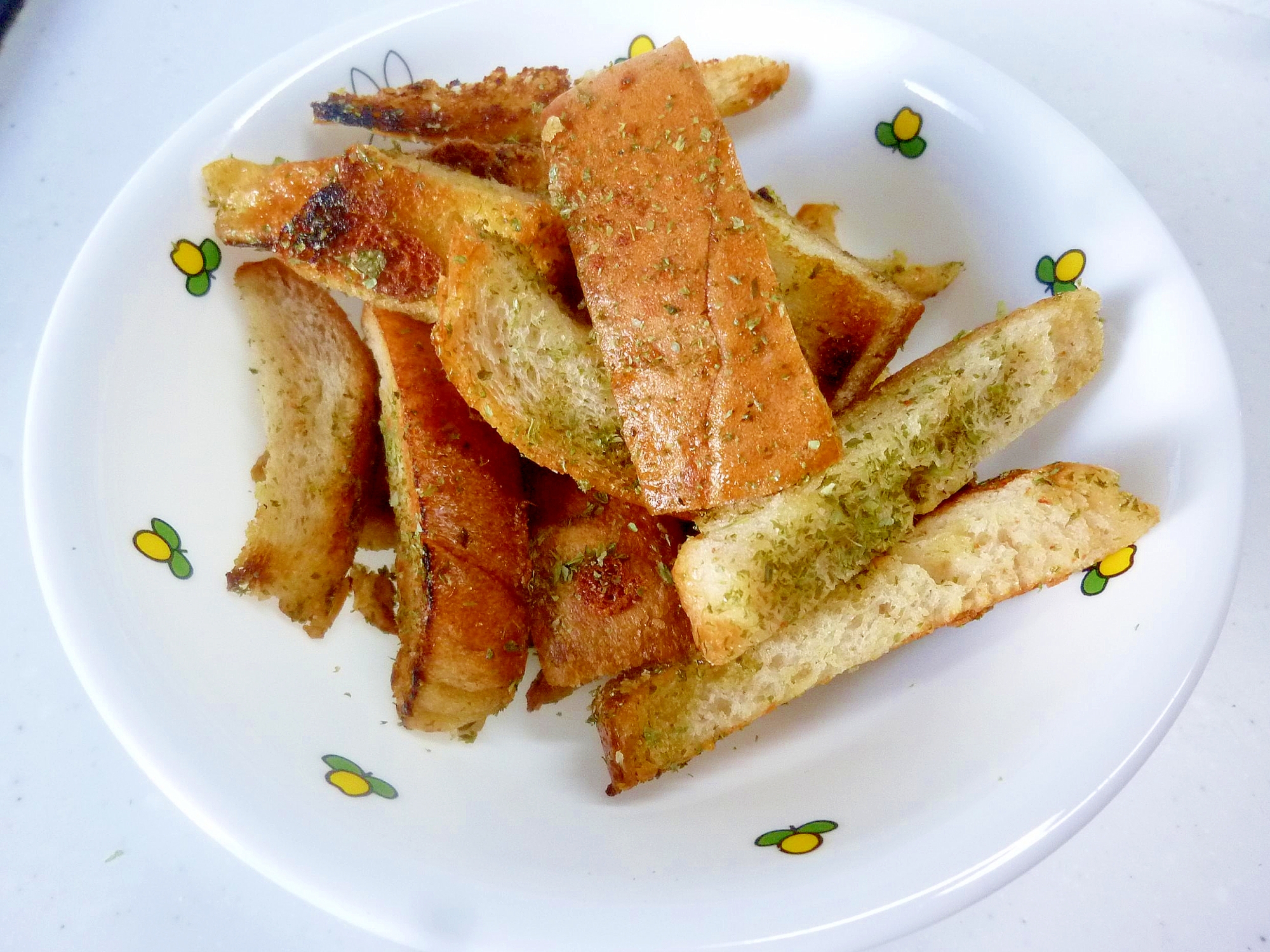 パンの耳deおつまみラスク 青のりコンソメ味 レシピ 作り方 By げんきノンタン 楽天レシピ