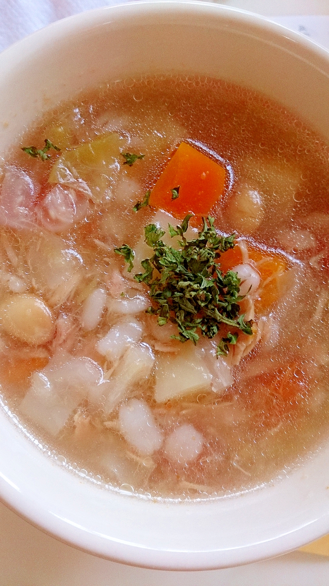 押し麦と野菜のコンソメスープ レシピ 作り方 By Ramjetcity 楽天レシピ