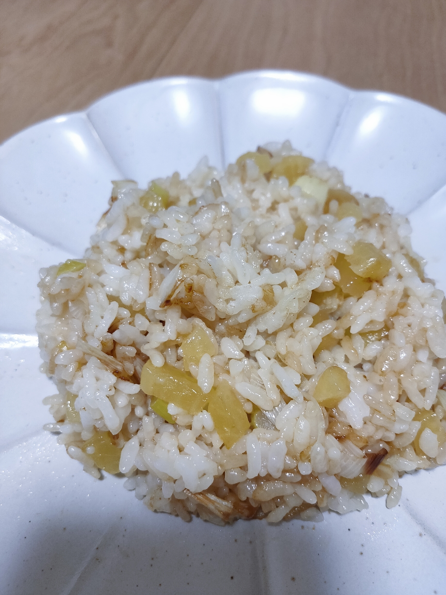 たくあんとねぎの炒めご飯