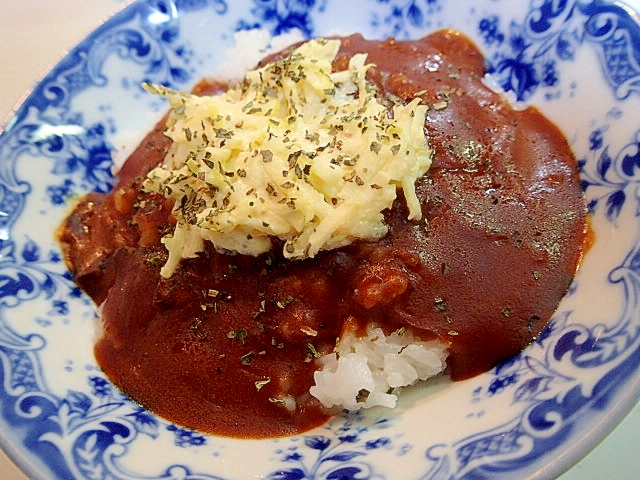 マヨ林檎のせ　豆腐バーグ入りハッシュドビーフ♬