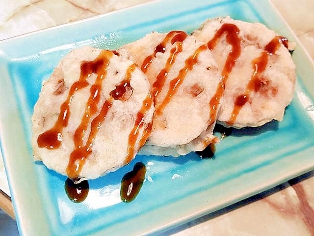 レンコンとひき肉の挟み天!青じそとチーズIN♪