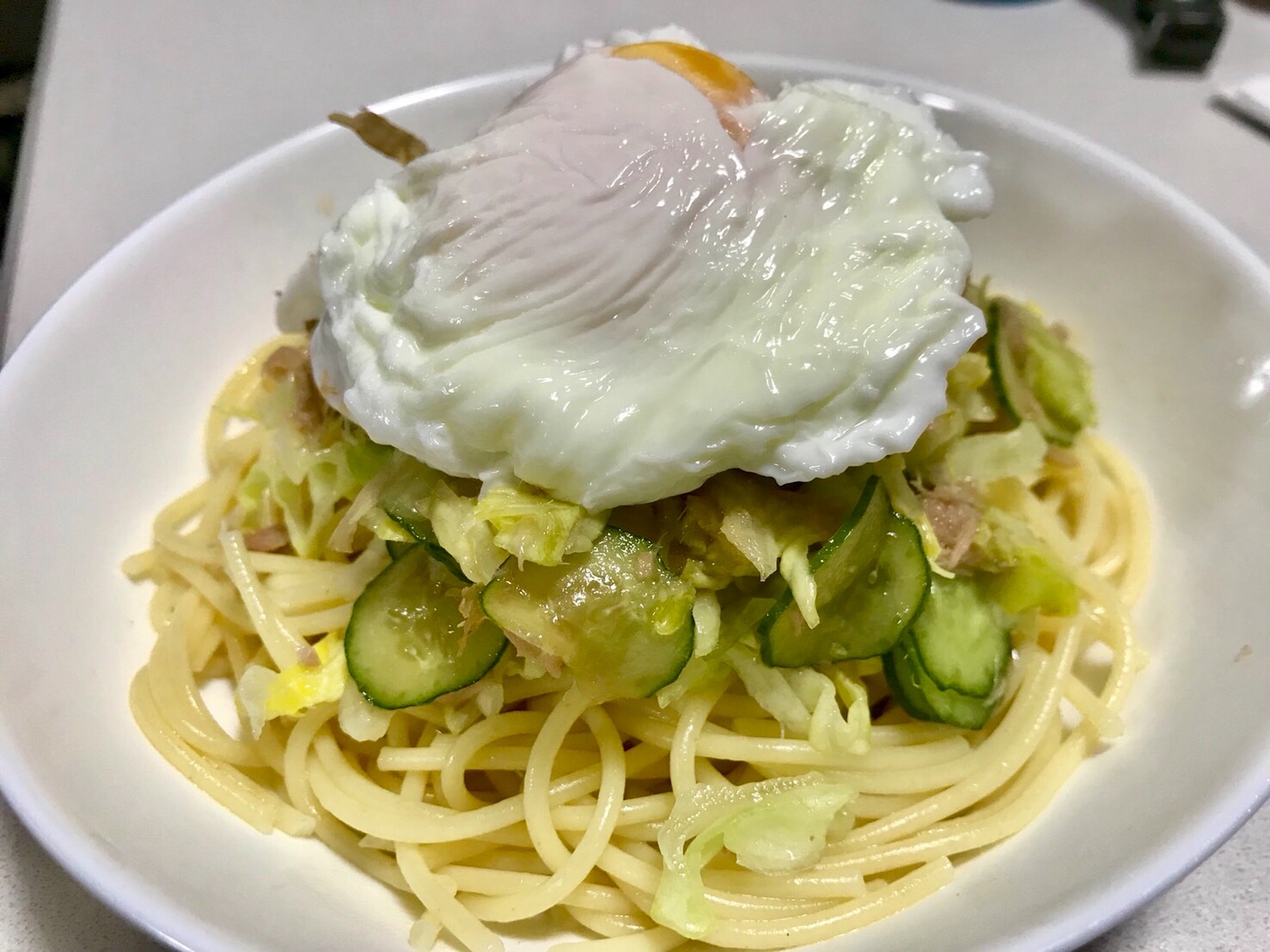 ツナときゅうりの冷たいパスタ