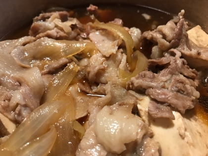 豚肉で肉豆腐