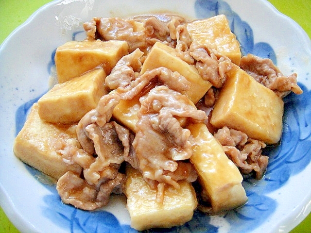 揚げ高野豆腐と豚肉の煮物