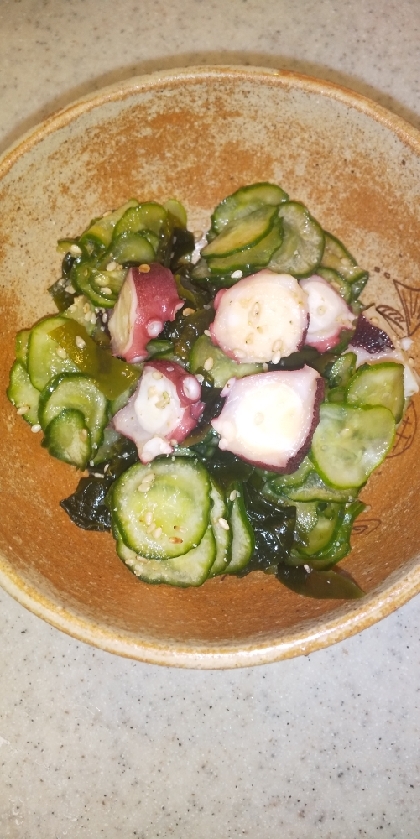 たこときゅうりとわかめの酢の物