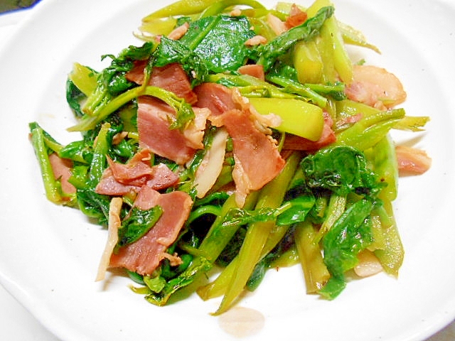 つるむらさきとベーコン炒め レシピ 作り方 By Chaachan6066 楽天レシピ