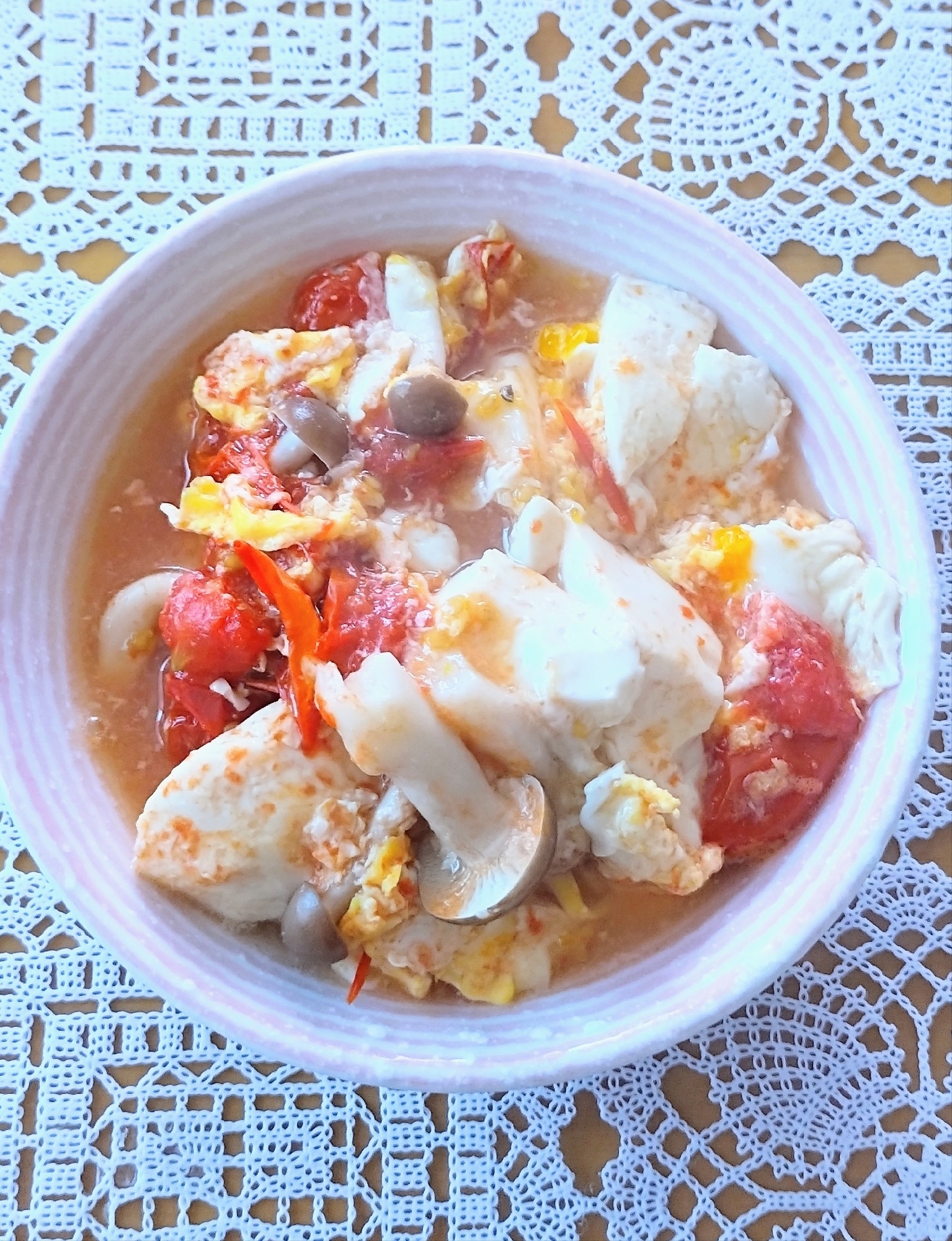 豆腐とトマトの卵とじ☆