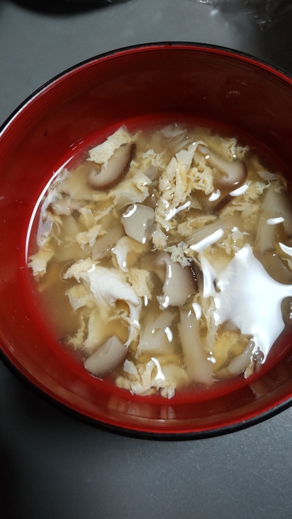 きのことたまご、甜麺醤味噌スープ