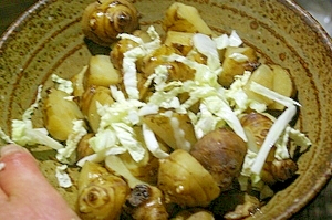 ゆで菊芋と白菜の醤油和え