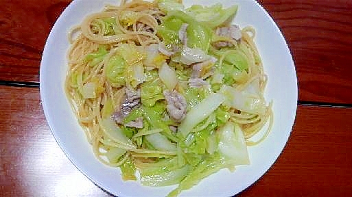 春キャベツと豚肉の和風パスタ～柚子胡椒風味～