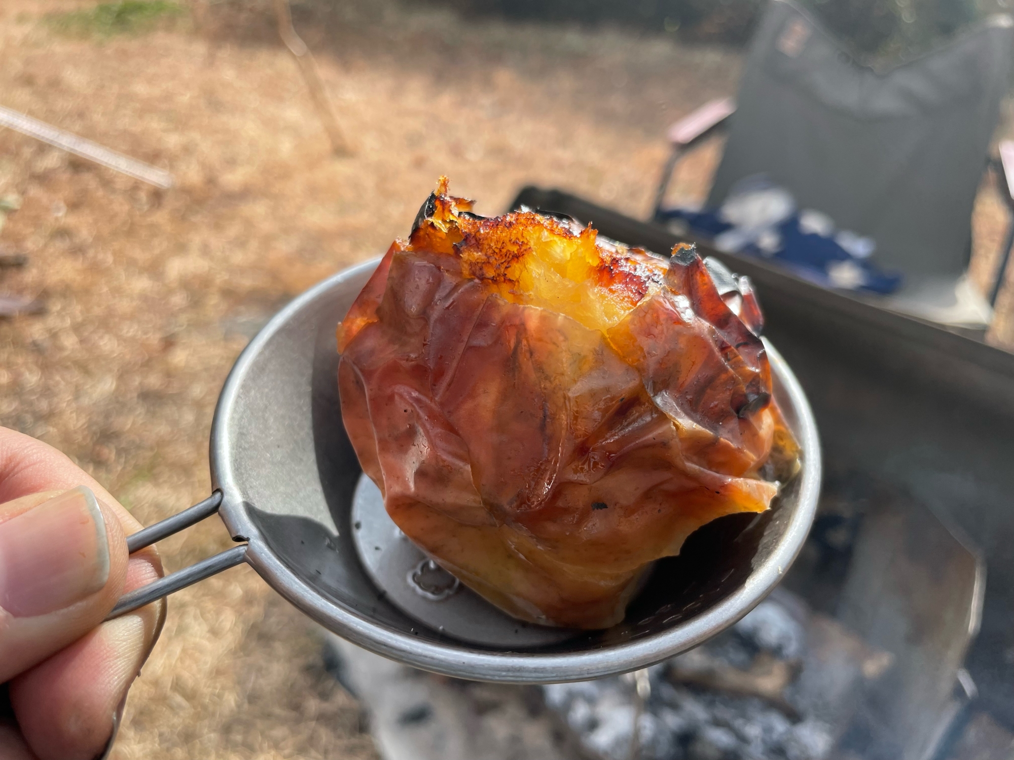 【キャンプ】焚き火にぶっ込む焼きリンゴ