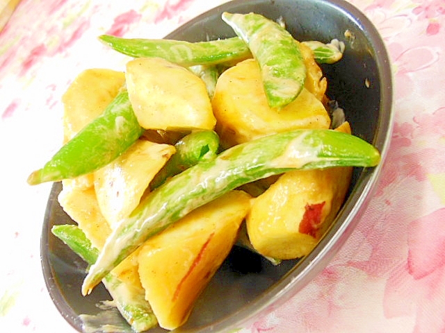 ❤薩摩芋とスナップエンドウのオイマヨ炒め❤
