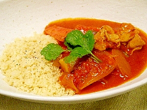 モロッコ風塩麹チキンと野菜のクスクス