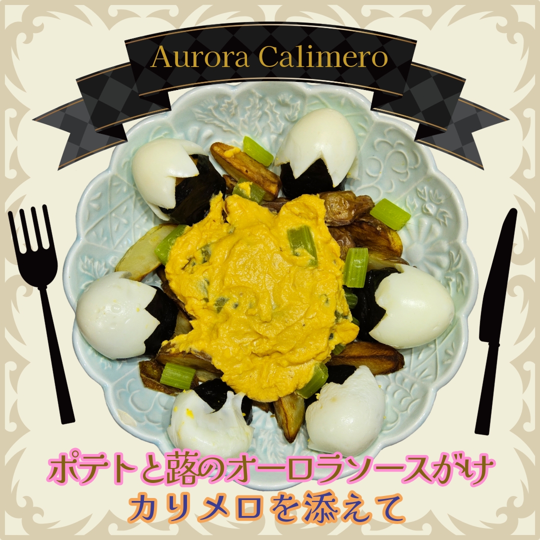 揚げじゃがと蕗のオーロラソースがけカリメロを添えて