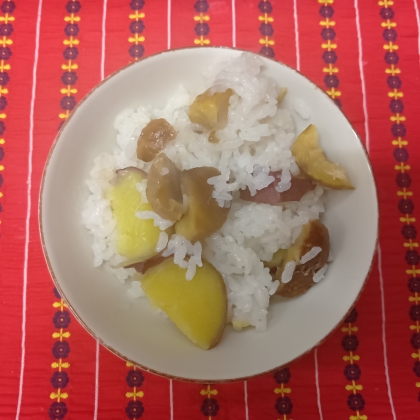 サツマイモとかぼちゃと栗の3種おこわ