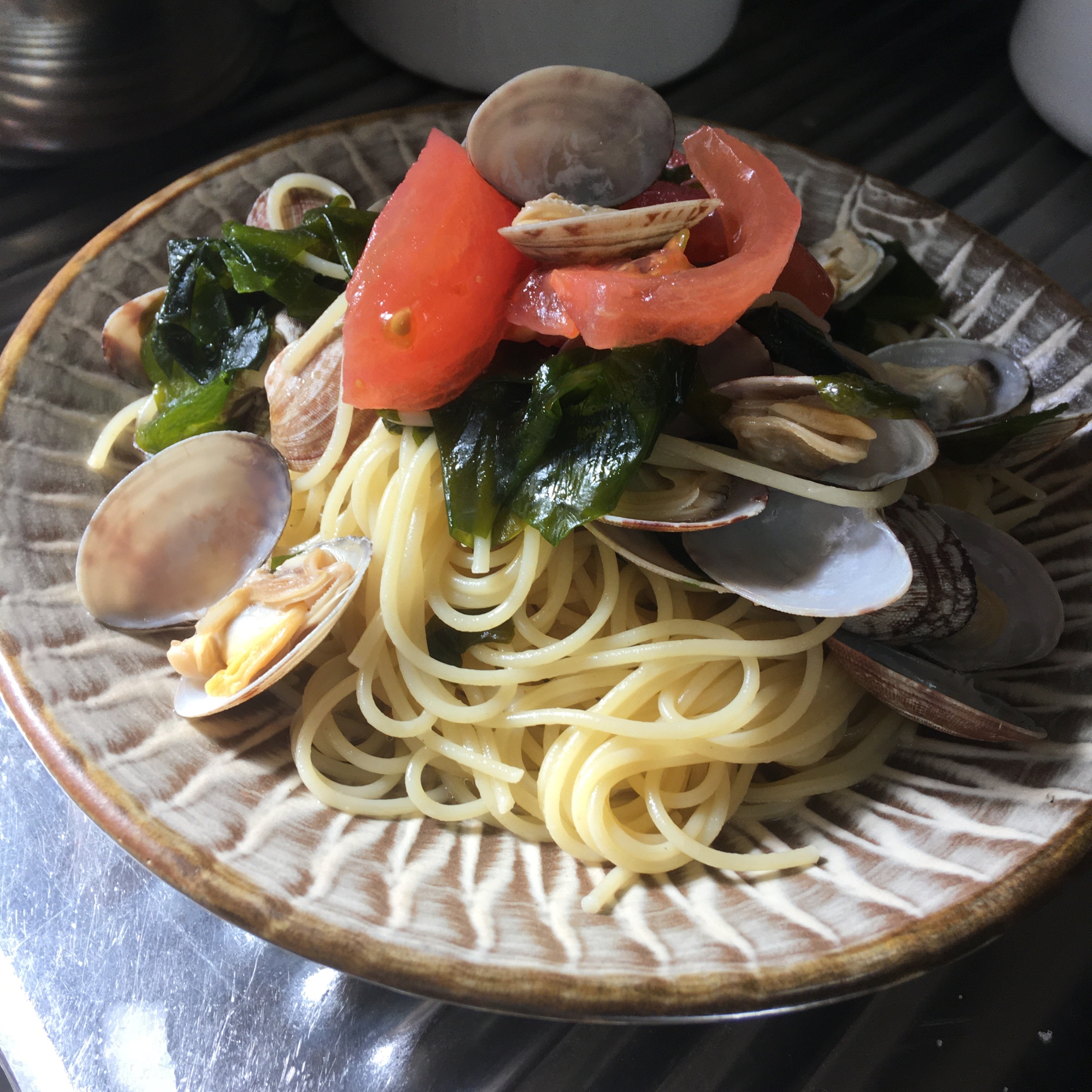 今が旬！生わかめとあさりのスパゲティ