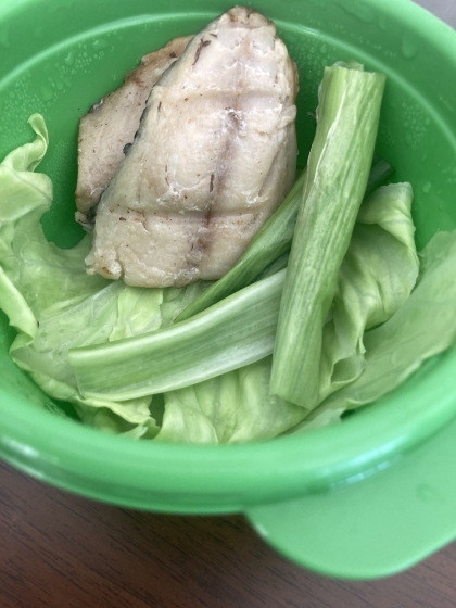 鯖と白ネギの魚焼きグリルの塩焼き