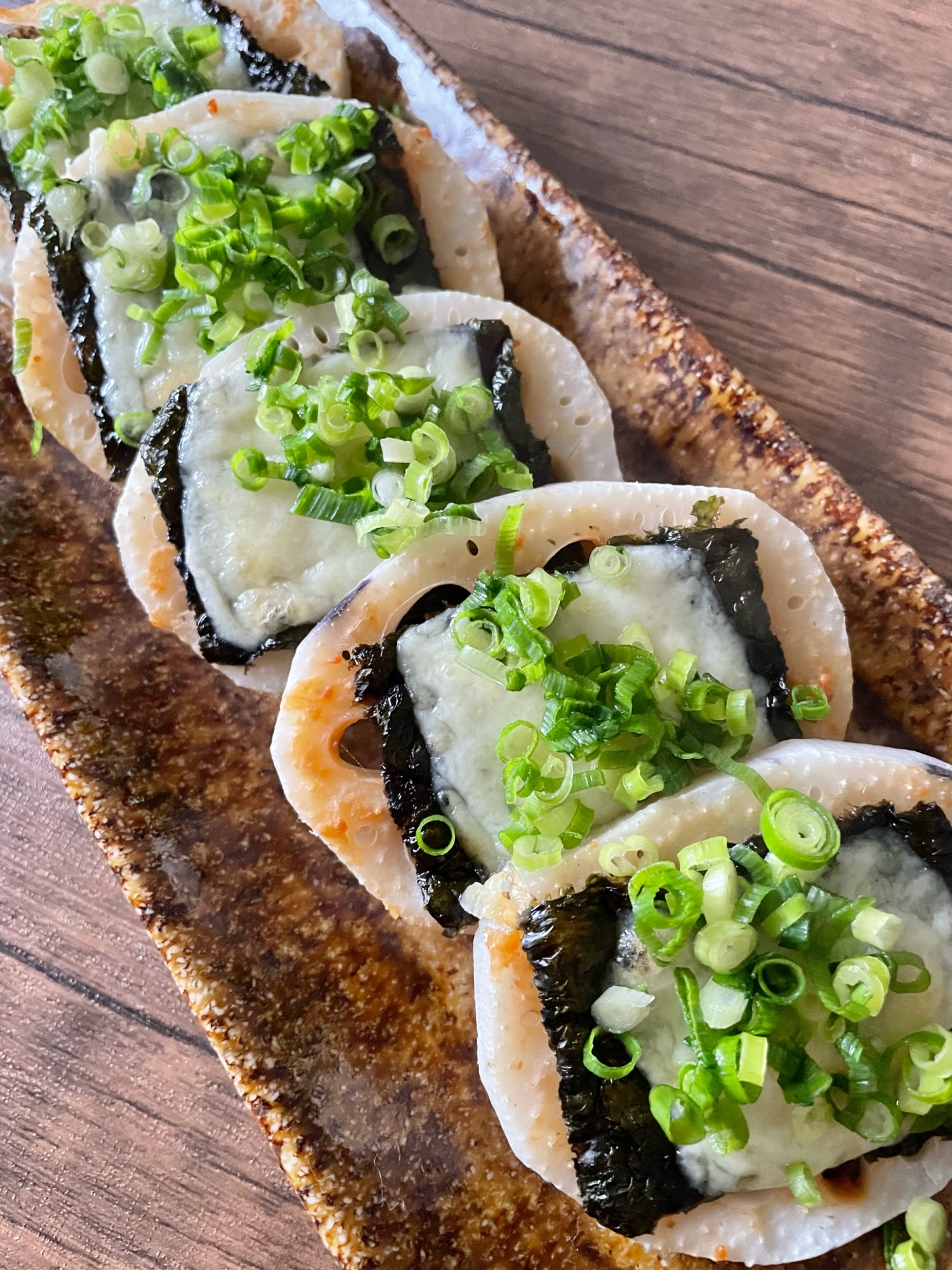 レンコンの味噌海苔チーズ焼き♪