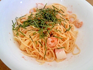 シーフードミックスたらこパスタ
