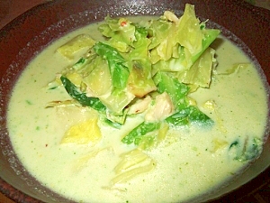 キャベツのグリーンマスタードスープ