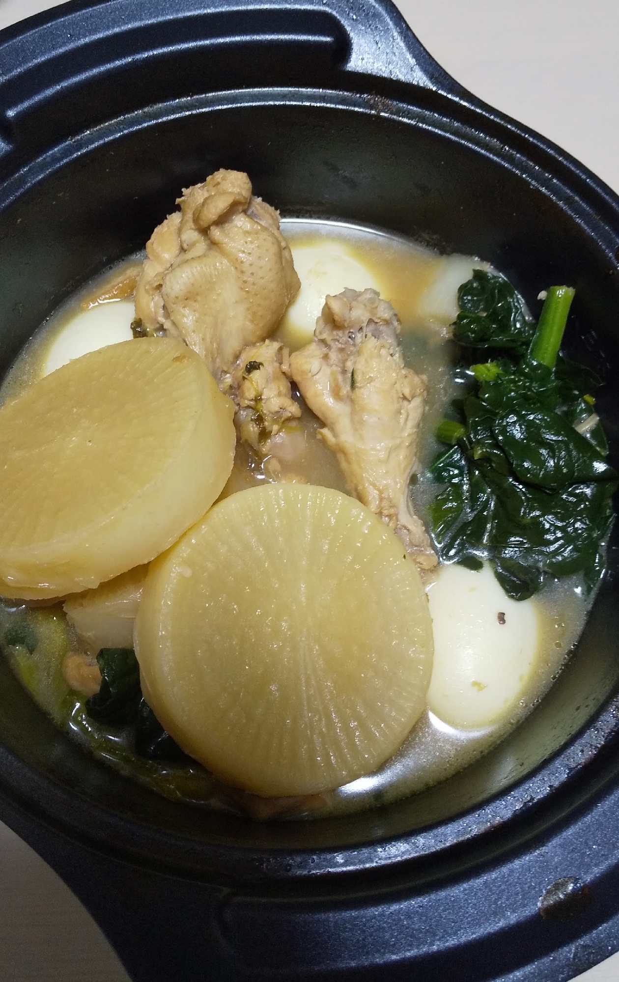 ミツカンcmレシピアレンジ ポン酢鶏大根ゆで卵入り レシピ 作り方 By 楽してウマイうちごはん教え係 そばちゃちゃ 楽天レシピ