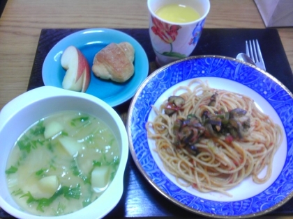 茄子とツナのケチャップパスタ