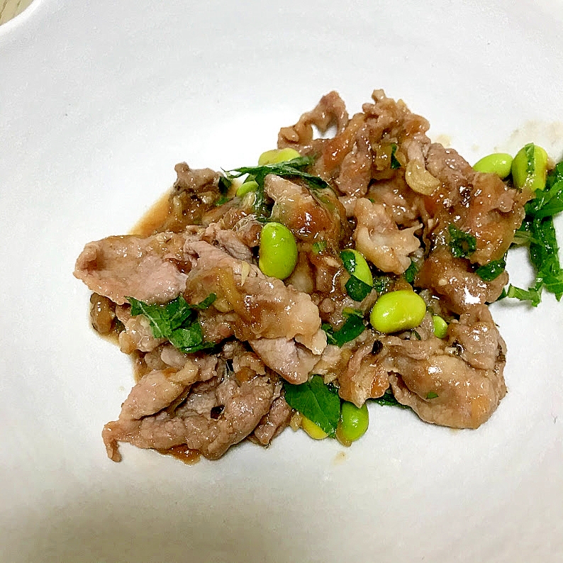 豚肉と枝豆の中華炒め青じそ風味