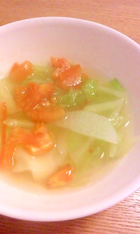 トマトと大根とキャベツの中華スープ