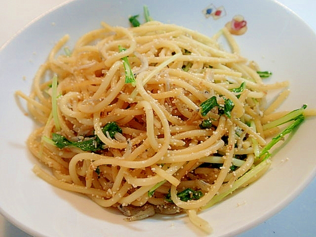 明太子としらすと水菜のパスタ レシピ 作り方 By ぷ みぃまま 楽天レシピ