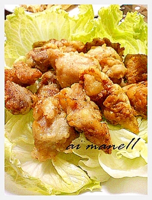 塩ダレに漬け込みました♪塩鶏唐揚げ