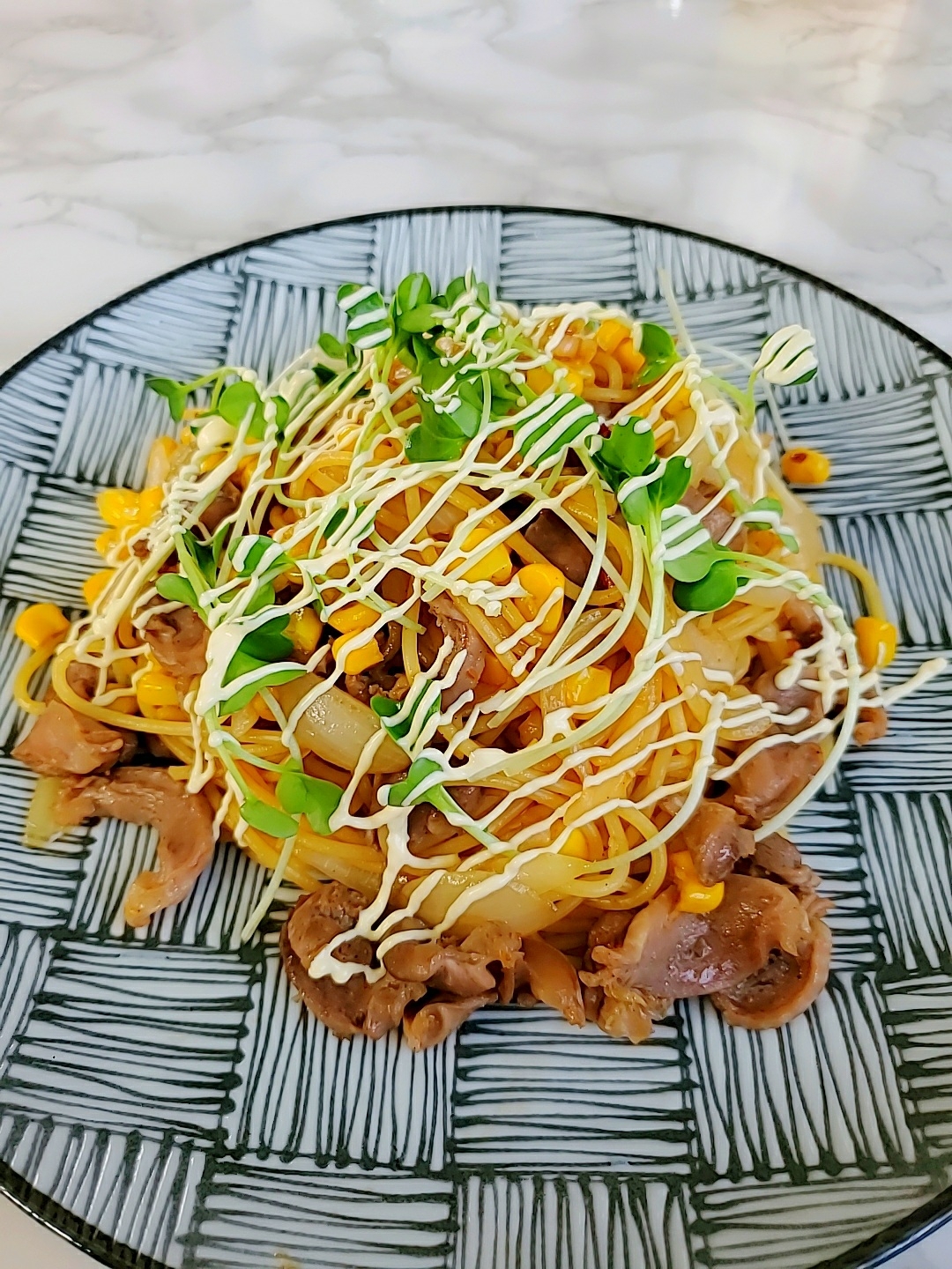 砂肝の中華パスタ