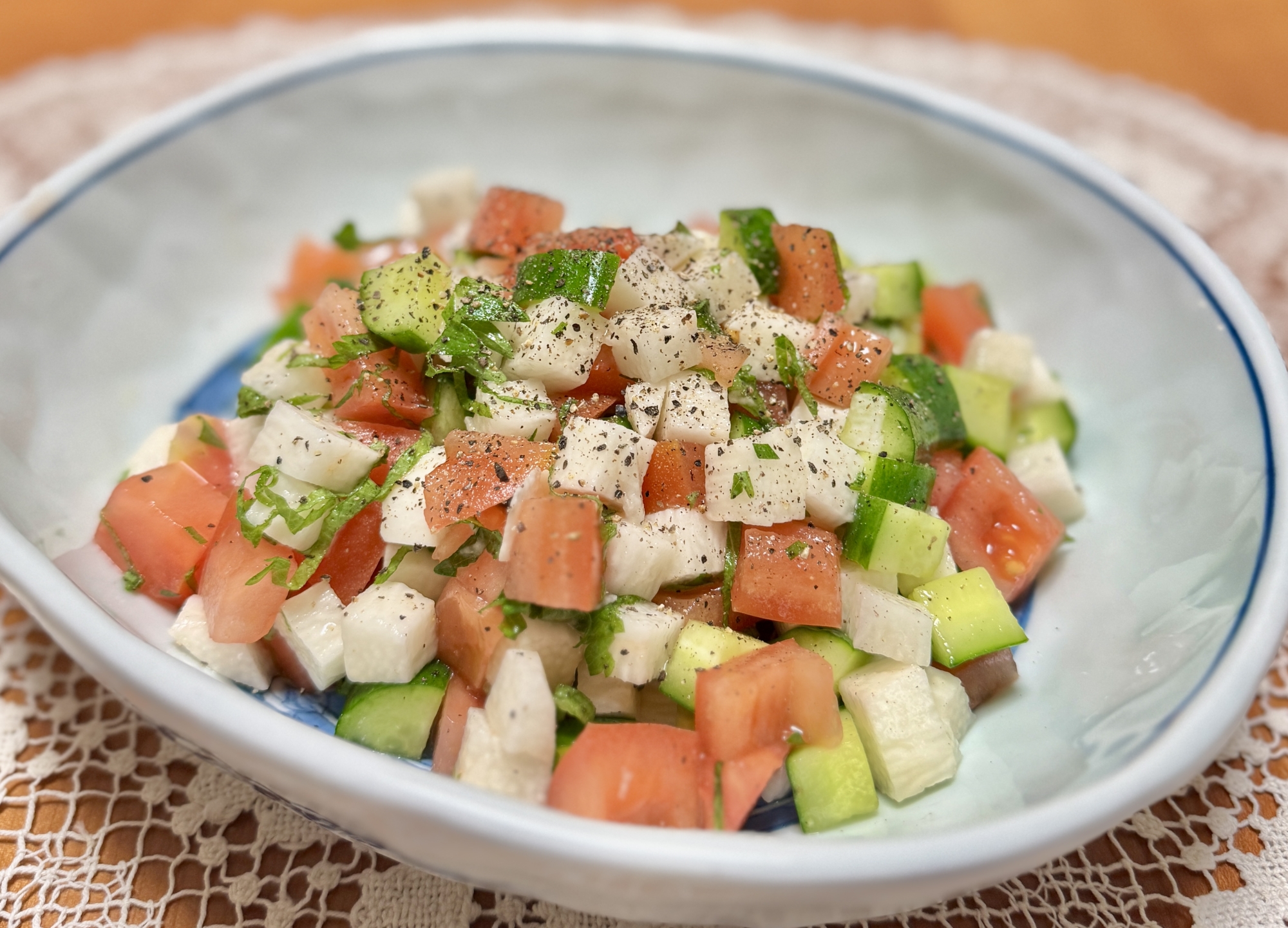 さっぱりおいしい!長芋•トマト•胡瓜•大葉☆サラダ