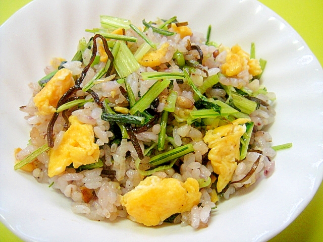 壬生菜と塩昆布のミニチャーハン