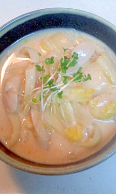 白菜のきな粉スープ