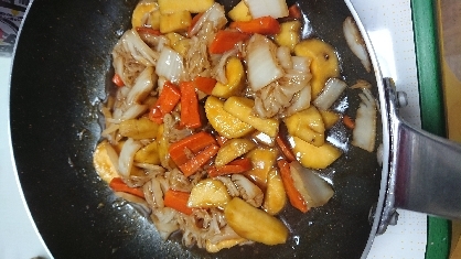 白菜とさつまいもの中華炒め