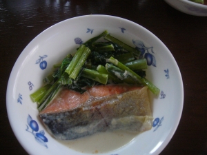 鮭と小松菜のクリーム煮