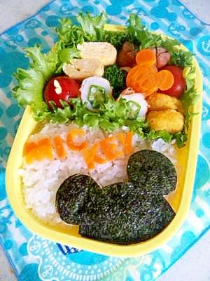 簡単キャラ弁☆シルエットミッキーのお弁当　②