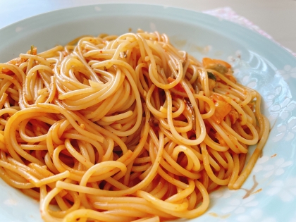 キムチパスタがこんなに簡単に美味しくなるとは！マヨネーズがいいですね。
リピします！