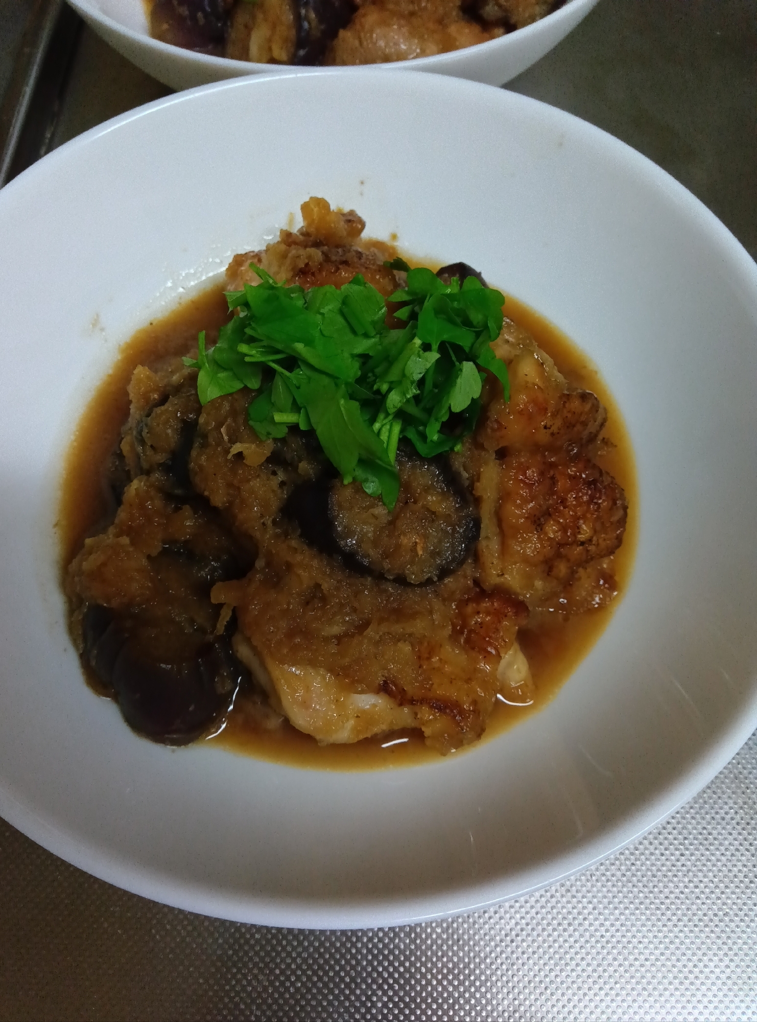 鶏肉とナスの さっぱりおろし煮