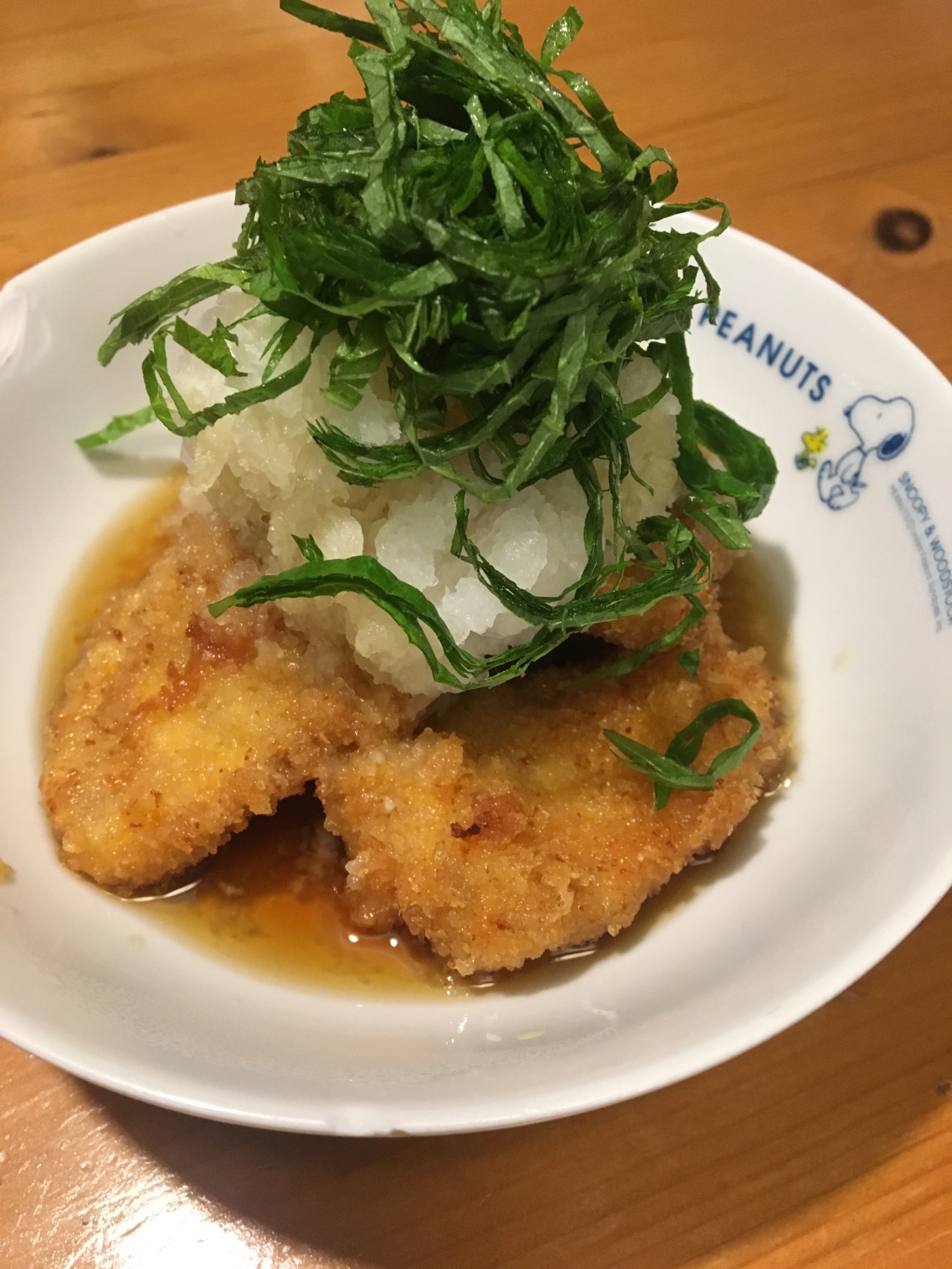 ガテン系の豚カツをおろし麺つゆでさっぱりだゴン。