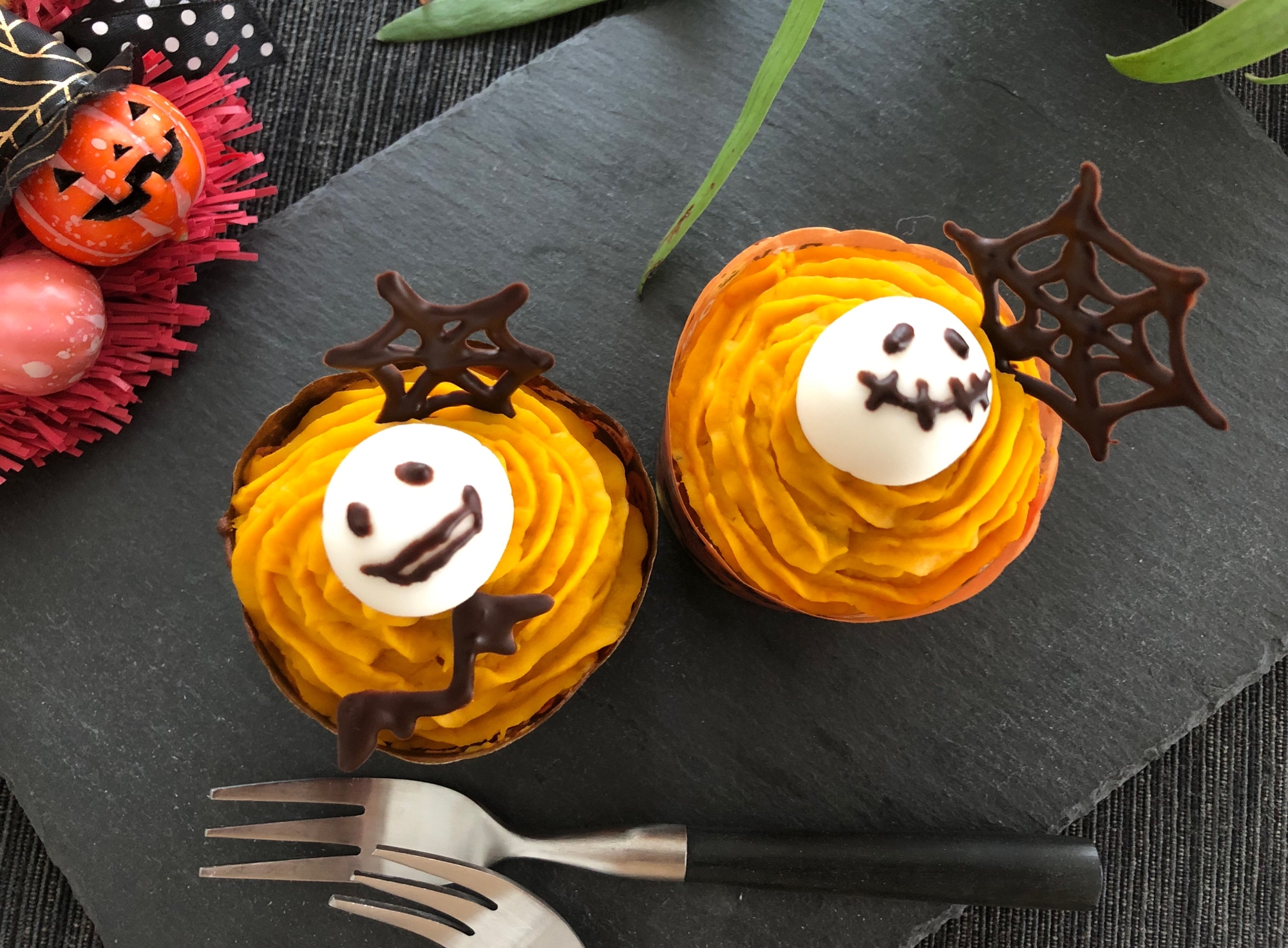 卵なし＊ハロウィンかぼちゃのカップケーキ