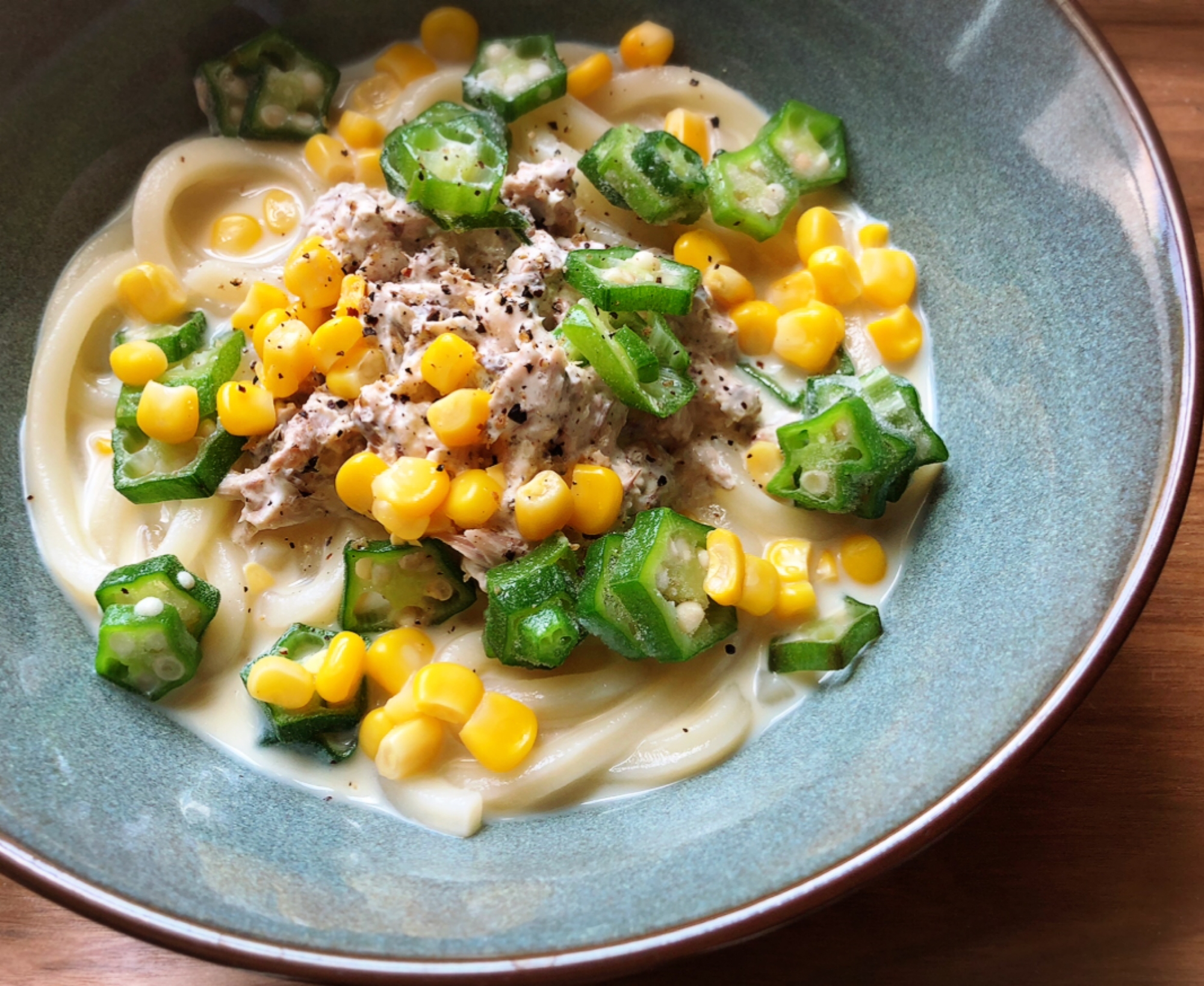 冷んやり濃厚⭐サバマヨと豆乳の冷やしうどん