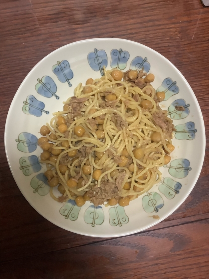 焼肉のタレで❤ひよこ豆＆ツナのパスタ♪（生野菜）