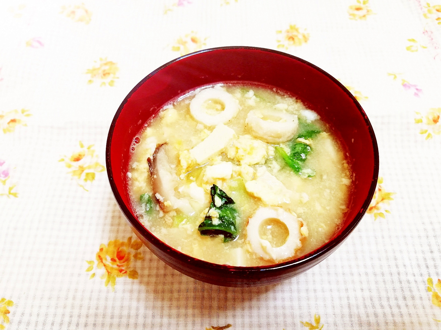 小松菜と高野豆腐のかきたまお味噌汁