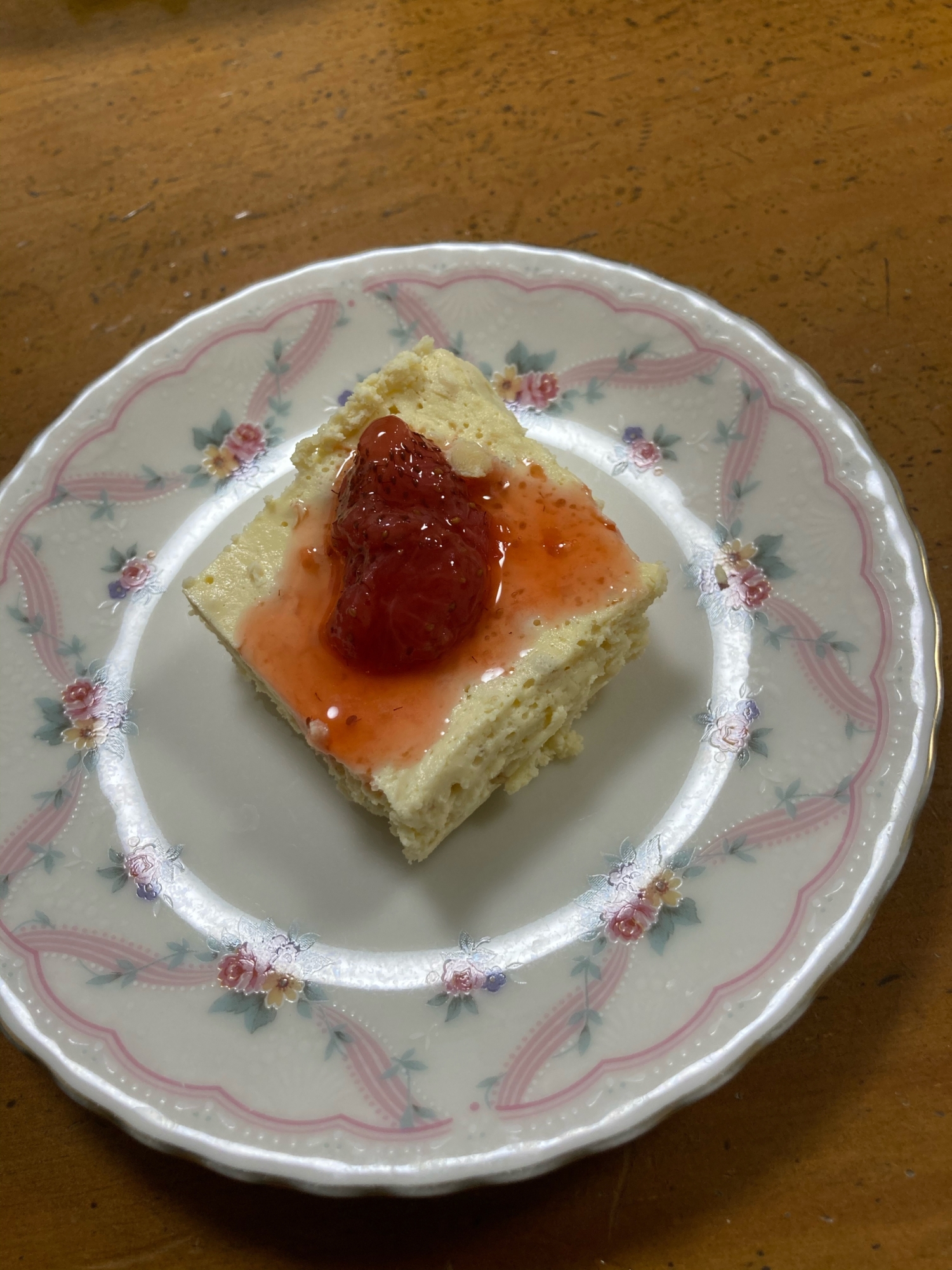 レンチンdeチーズケーキ〜いちごジャム添え〜